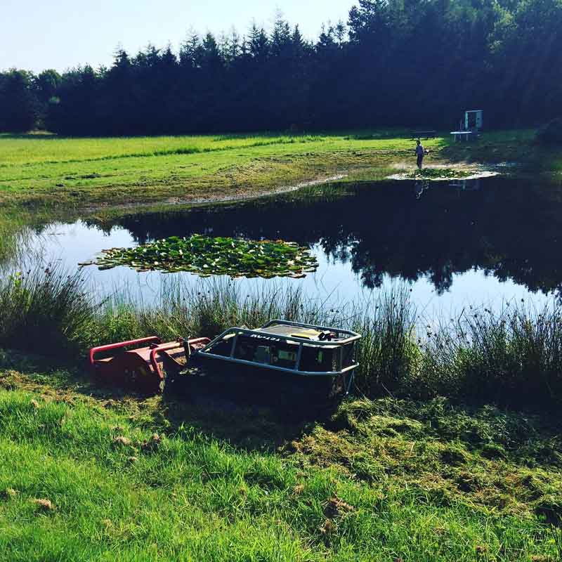 Græsklipning ved sø