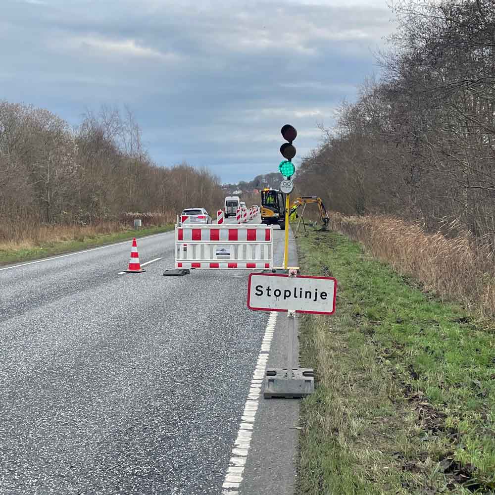 Lyssignal ved vejarbejde